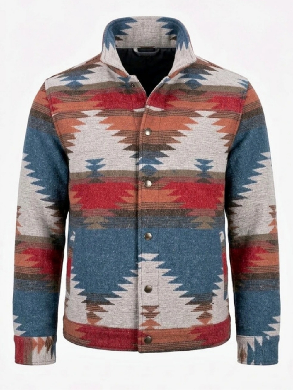 Thread and Supply Men's Geometric Shirt Jacket Blue & Red XL Like New